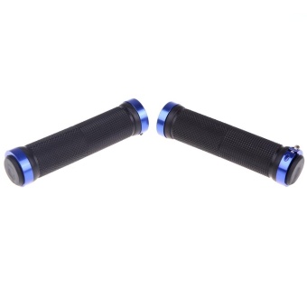 Pair Mountain Bike MTB BMX Bicycle Cycling Double Lock Handlebar Grips Blue - intl