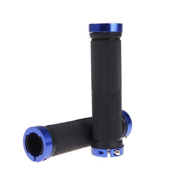 Pair Mountain Bike MTB BMX Bicycle Cycling Double Lock Handlebar Grips Blue - intl