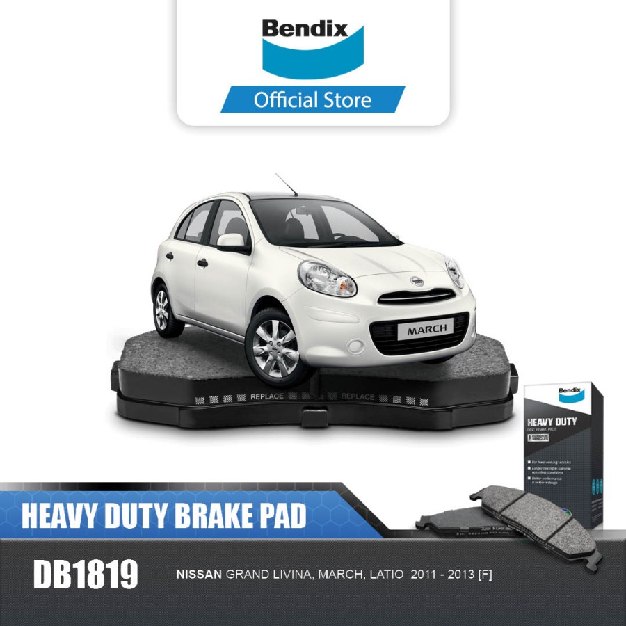 Bendix Kampas Rem Depan Brake Pad Mobil Nissan March 1.2 - DB1819HD Harga 318,600 rupiah*Gratis Ongkir