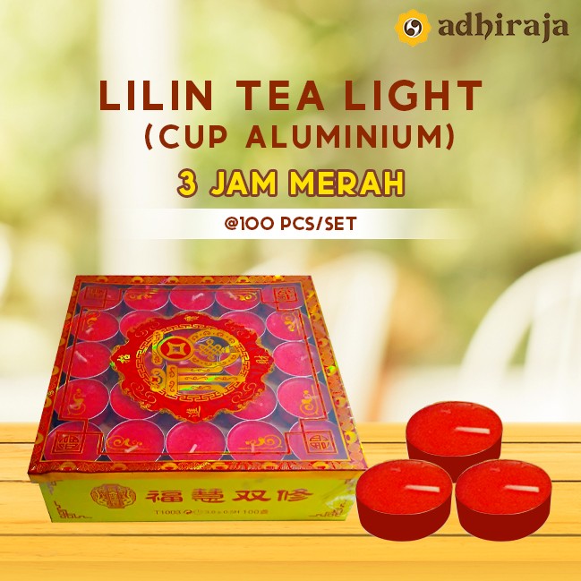 Lilin Tea light/Tealight Aromaterapi Stearin merah 3 jam 100 pcs/set