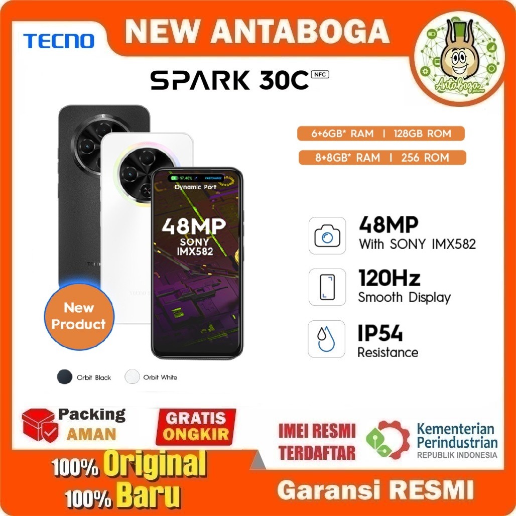 Tecno Spark 30C 6/128 & 8/256 GB NFC Garansi Resmi Harga 1,424,000 rupiah*Gratis Ongkir