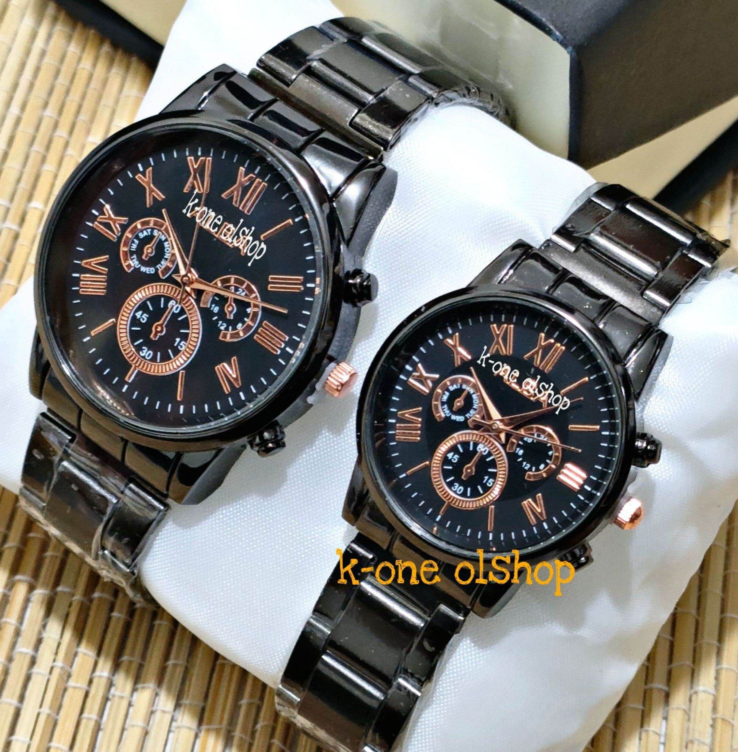 Jam Tangan Pasangan Wanita Pria Tali Rantai Stainless Jam Tangan Kasual Pasangan Terlaris