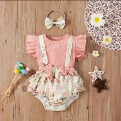 Bisa COD baju bayi jumper overall knit flower garden | romper Berkualitas