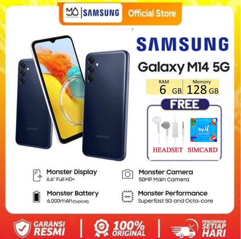 Sale !!! Samsung Galaxy M14 5G RAM 6/128 GB Fullshet - Sein Bergaransi Harga 1,800,000 rupiah*Gratis Ongkir