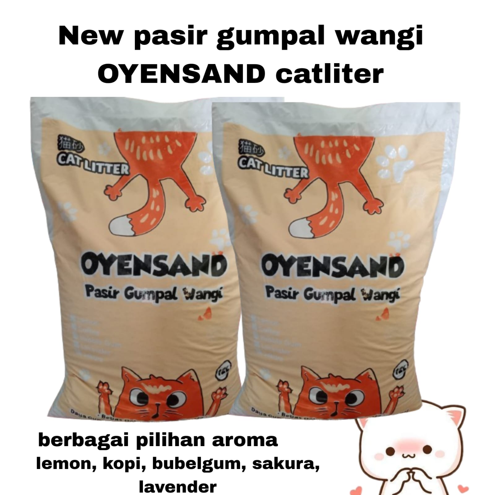 OYENSAND Pasir Kucing Aroma Lemon 12L - Gumpal & Wangi untuk Kucing Harga 35,500 rupiah*Gratis Ongkir