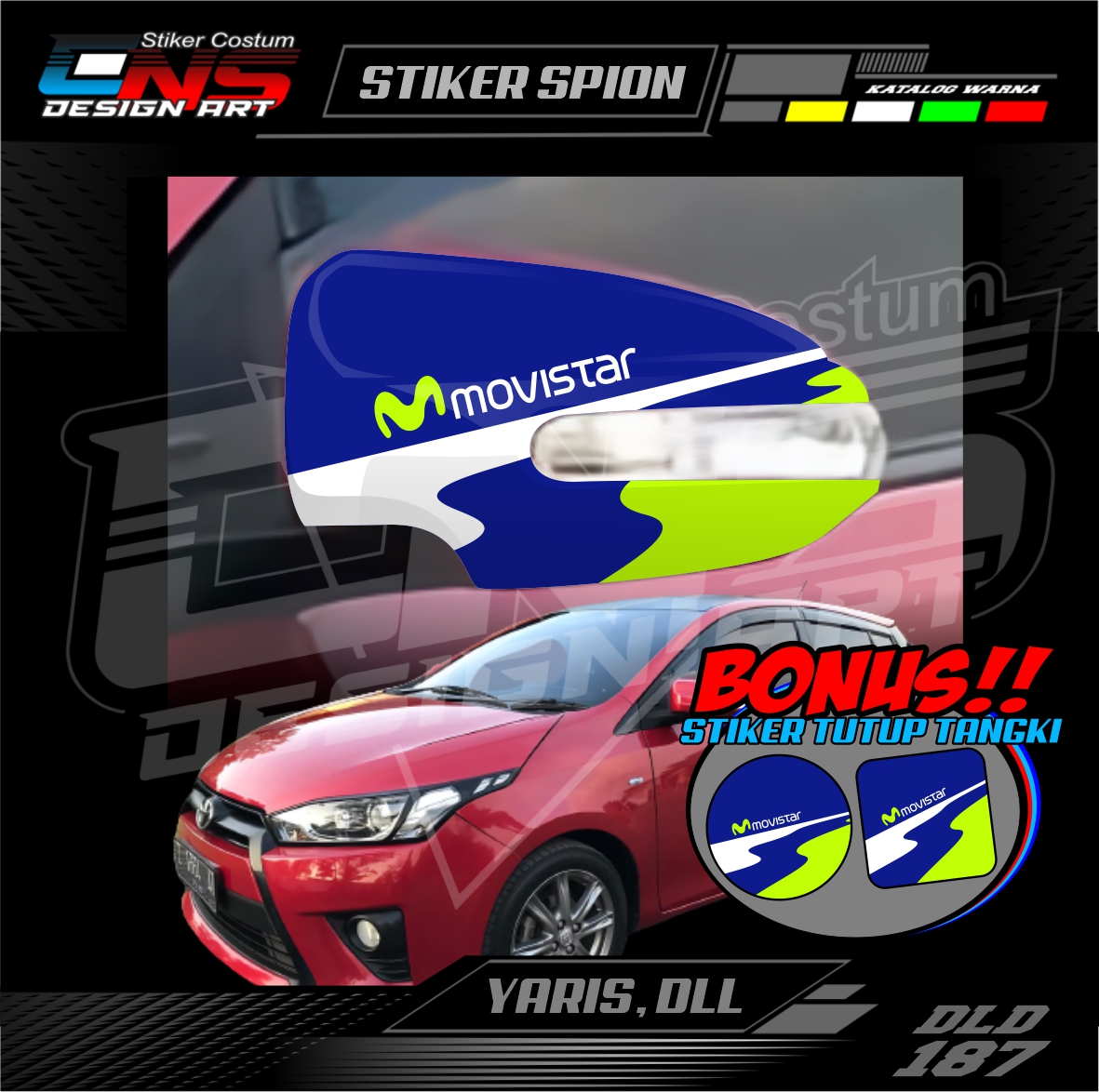 Stiker Spion Mobil Toyota Yaris MOVISTAR Custom Semua Mobil Stiker Spion Pick Up Stiker Print Stiker Vinyl Stiker Kata Keren Stiker Cewek Vector Hijab - Bisa Request Giá 56,900 Đồng*Miễn phí vận chuyển