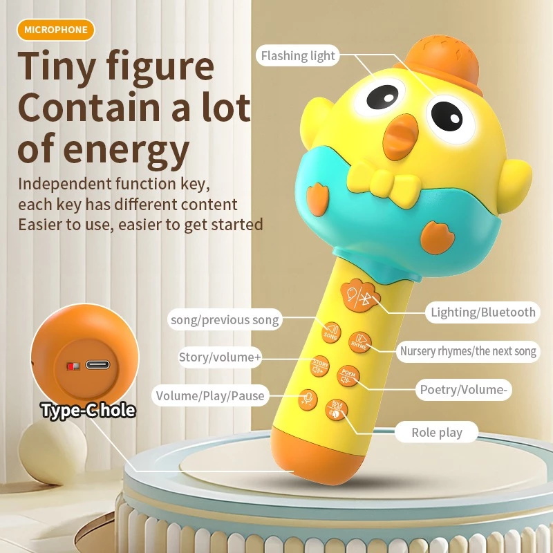 JoyToy Mainan Anak Mikrofon Nyanyi Dengan Fitur Speaker Mikrofon Bluetooth Wireless Untuk Hadiah ulang…