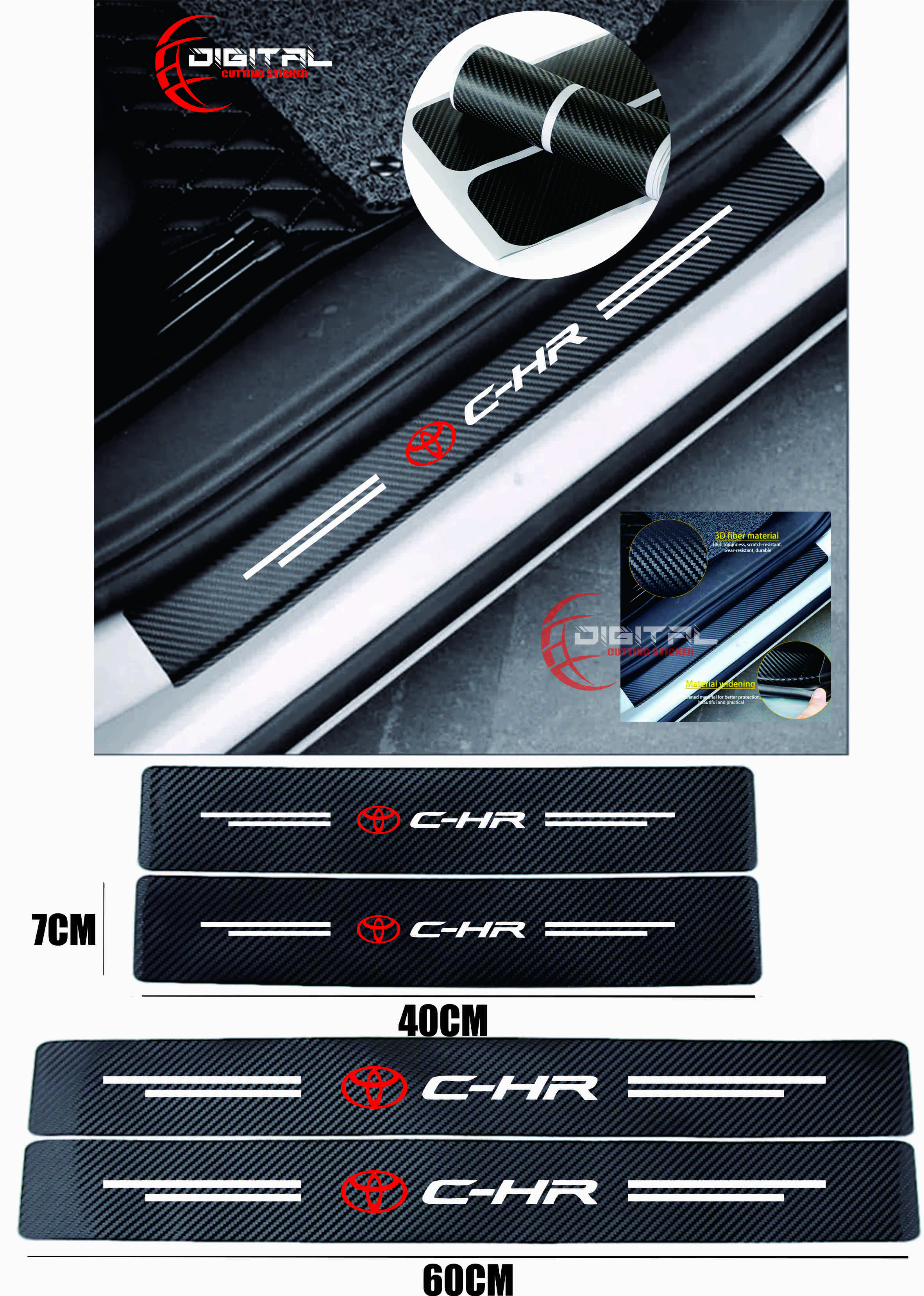 4pcs Sticker carbon 3D car carbon sticker C-HR Avanza Toyota stickers list bottom door carbon Harga 40,000 rupiah*Gratis Ongkir