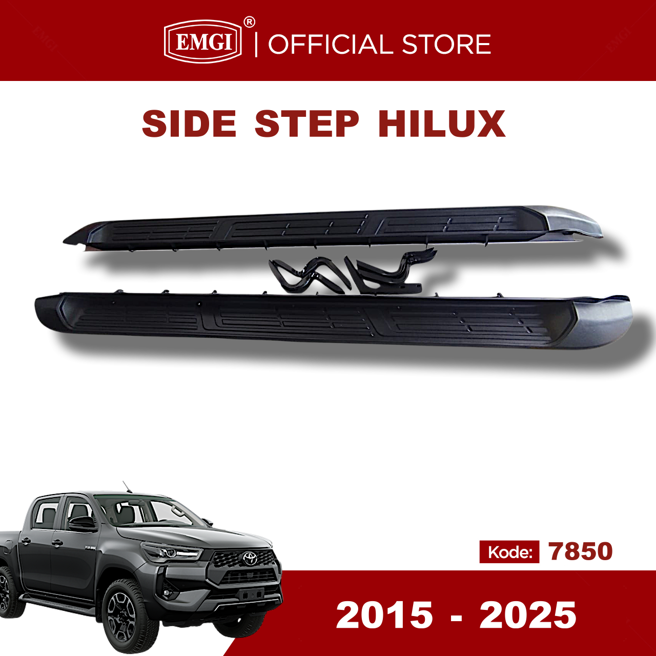 EMGI - Side step Sidestep Pijakan kaki Samping Hilux Revo 2015 2016 2017 2018 2019 2020 2021 2022 2023 2024 2025 Harga 1,400,000 Ringgit*Penghantaran Percuma