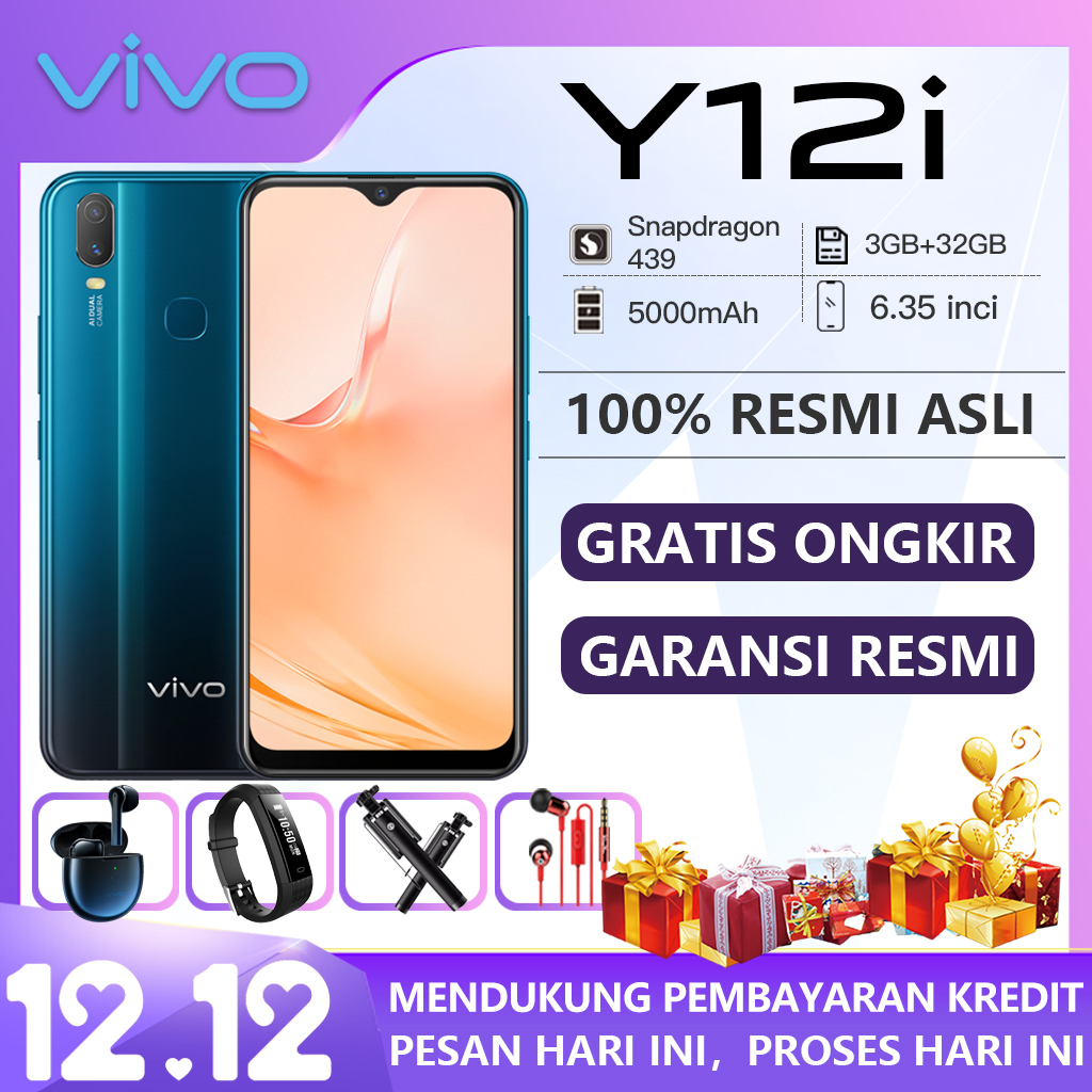 Vivo Y12i hp 3GB 32GB hp Murah Banget Handphone Promo COD Android Asli 100%original baru,AI Triple Camera,5000mAh Battery,Ultra All Screen Display [murah promo] 100% Original