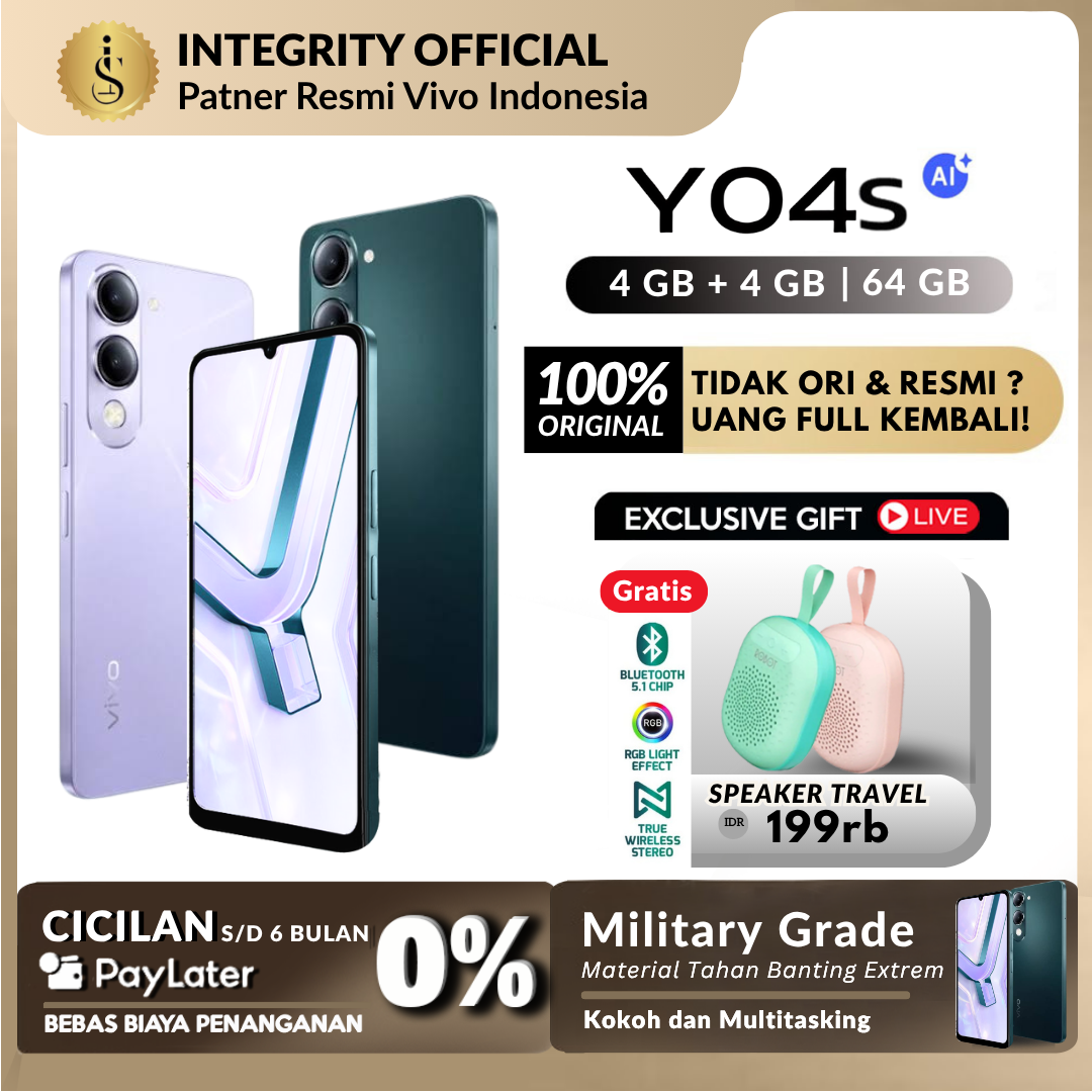 Vivo y04s y03t Ram 4/128GB | 100% original official | 6000 mAh | HP 1 millions | integrity | newest Vivo Harga  1,399,000 Ringgit*Penghantaran Percuma