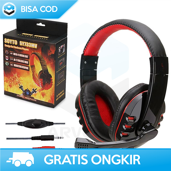 Headphone Headset Microphone Gaming Soyto Sy733mv Super Bass Material