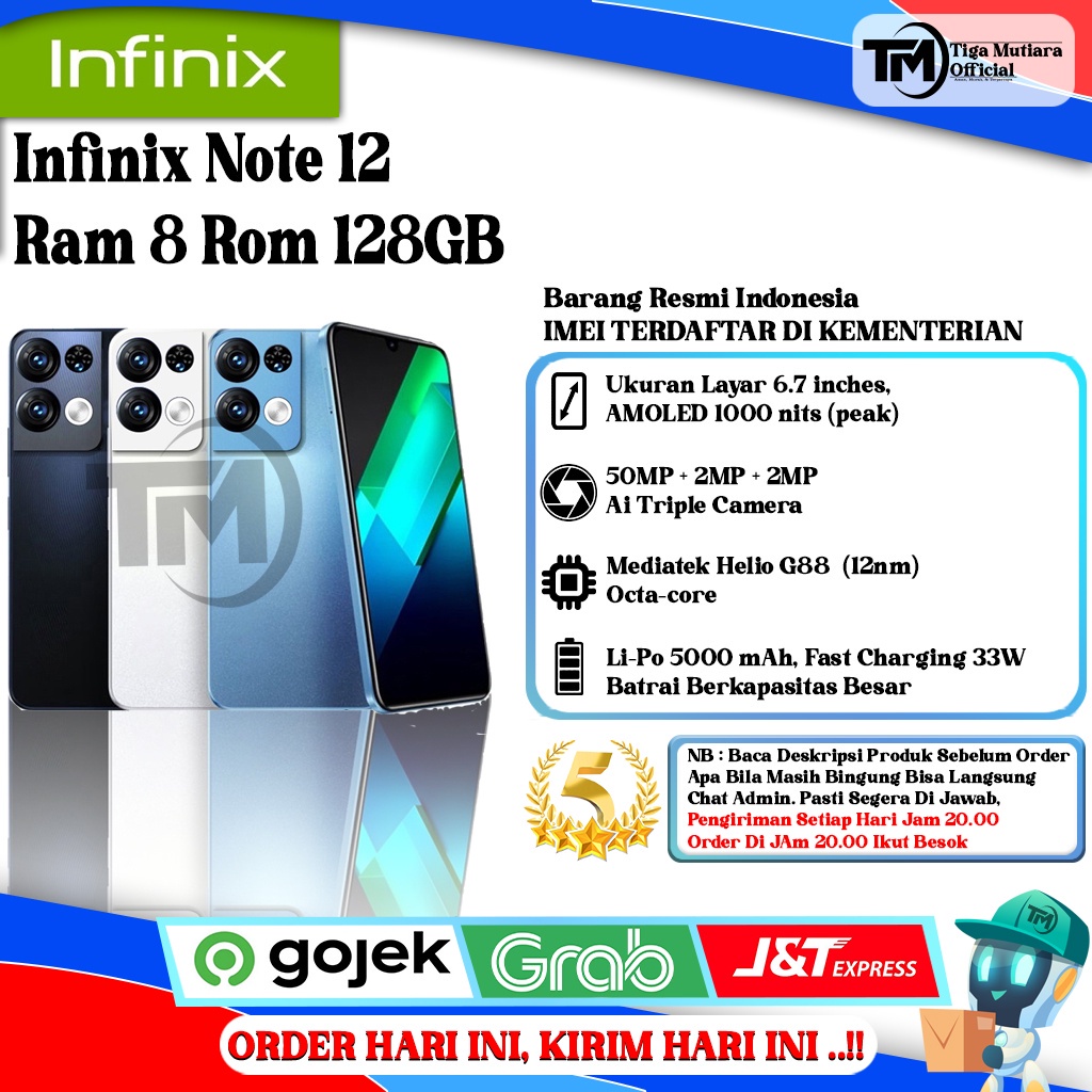 Infinix Note 12 Ram 8 Rom 256GB Harga  1,799,000 Ringgit*Penghantaran Percuma