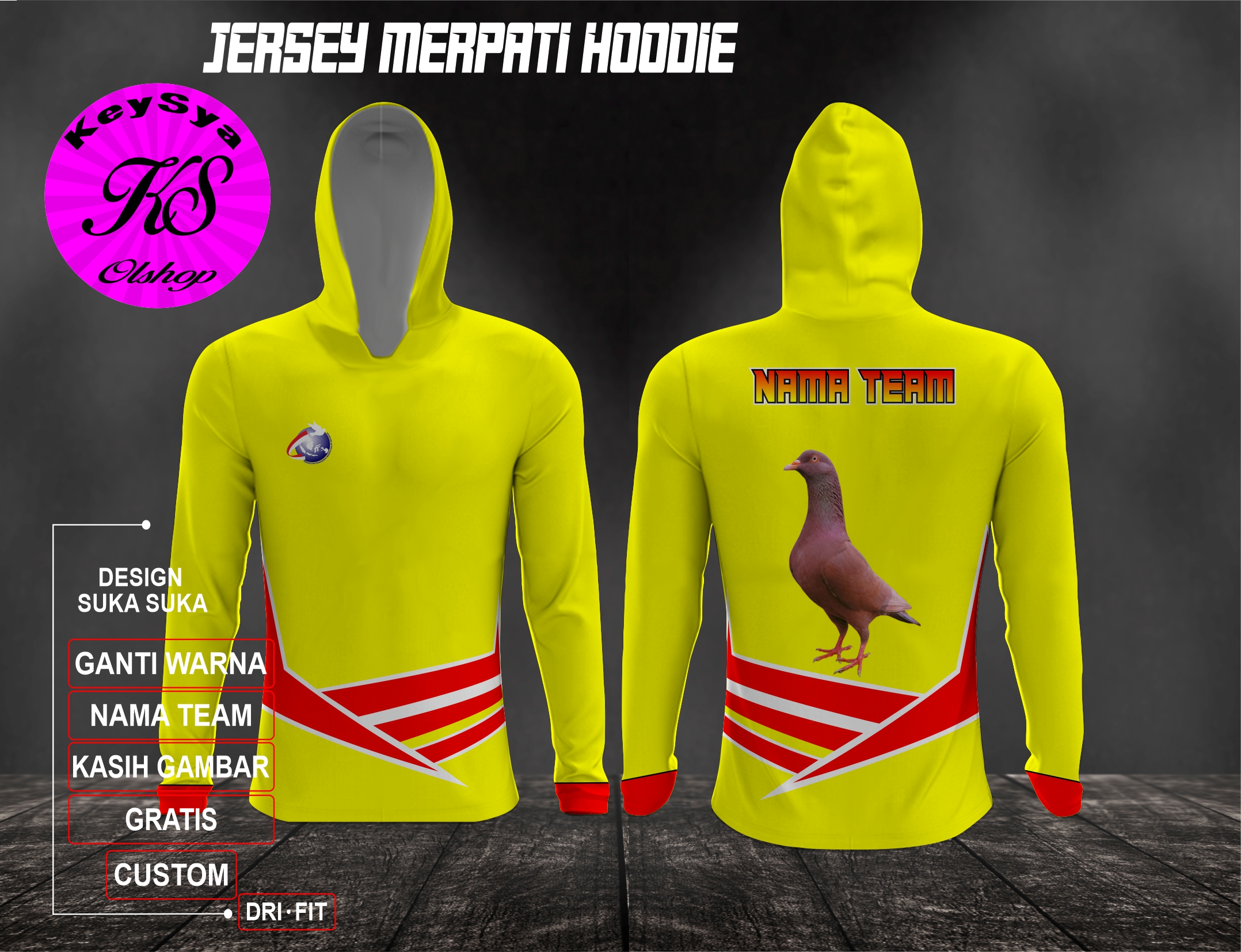 Pigeon Jersey Hoodie/Beanie 09 Harga  130,000 rupiah*Gratis Ongkir