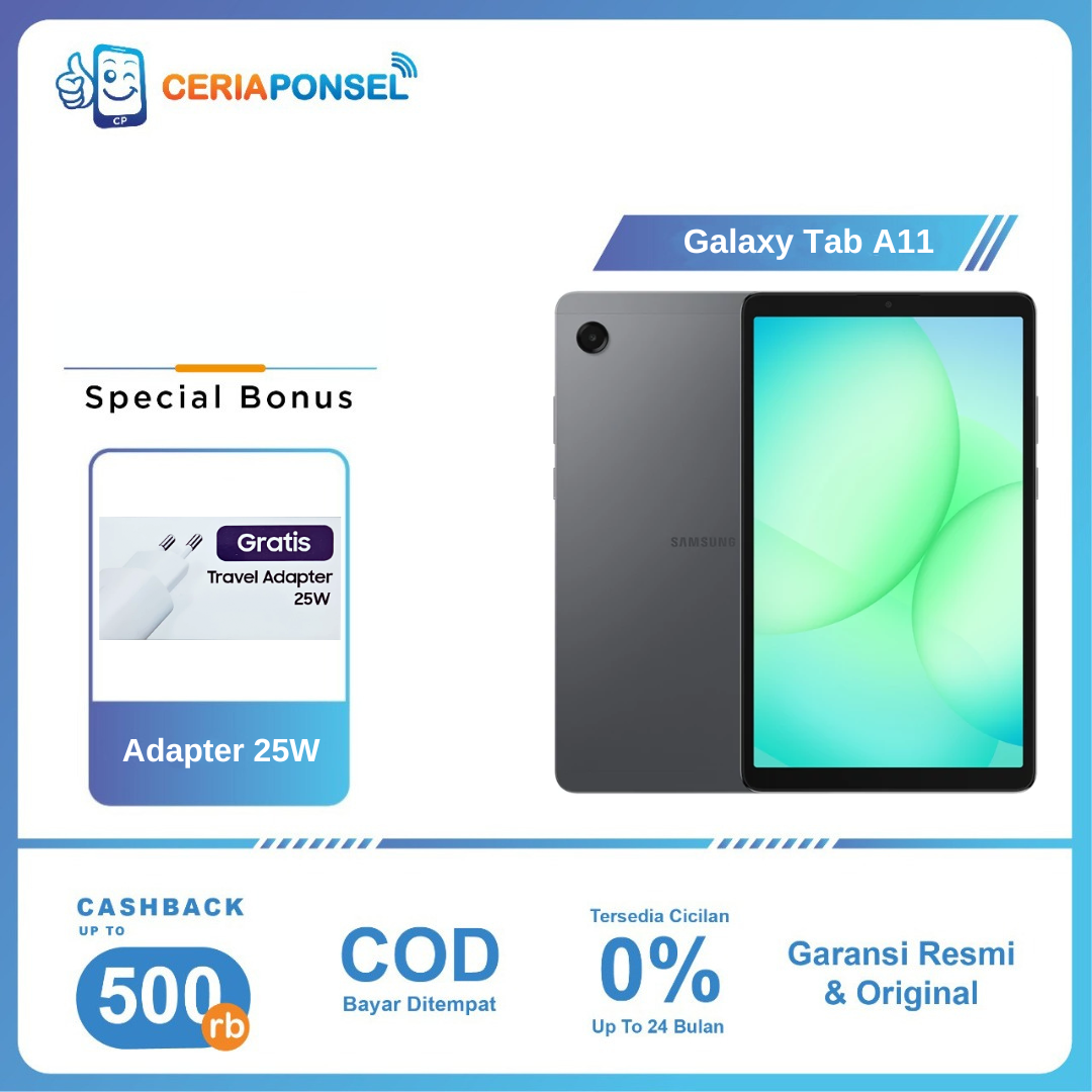 Samsung Galaxy Tab A11 WiFi & LTE 4/64GB Helio G99 5MP 5100mah | turn signal official warranty 1 year Harga 1,779,000 rupiah*Gratis Ongkir