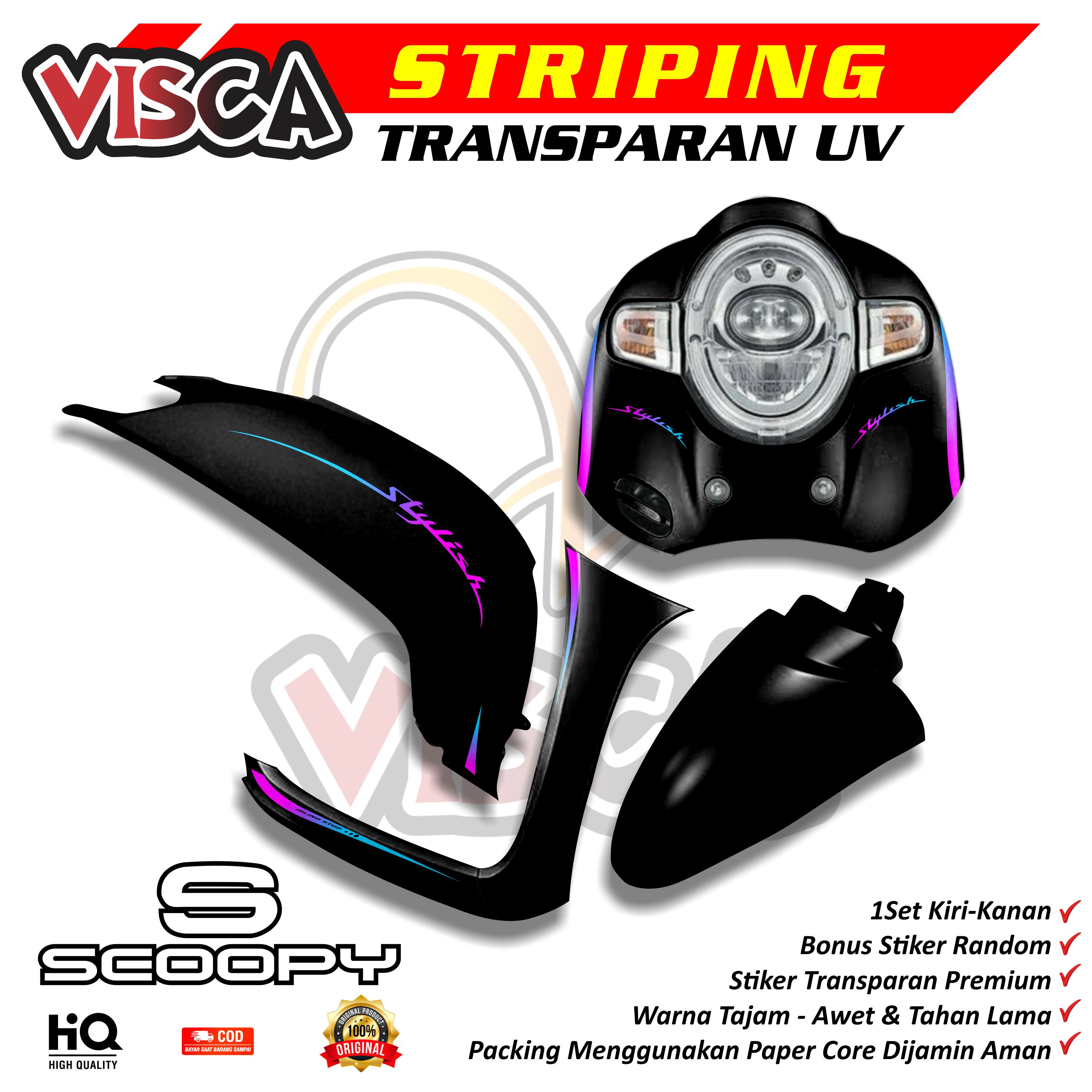 Scoopy 2017-2019 Uv Transparent Striping Simple Design Oriedt Variations Harga 49,000 rupiah*Gratis Ongkir