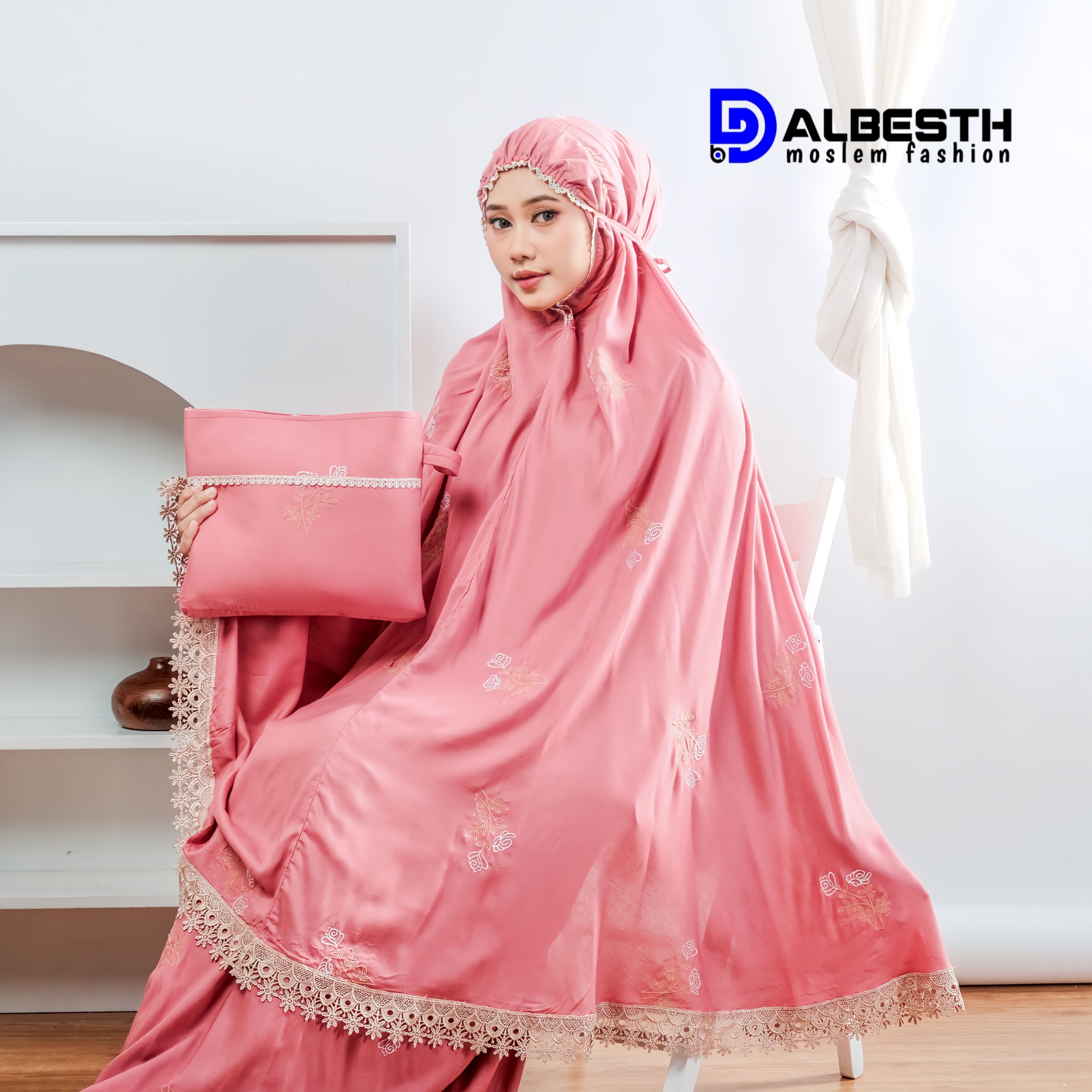Latest luxurious Premium Lace jumbo alkasya embroidered rayon adult Mukena