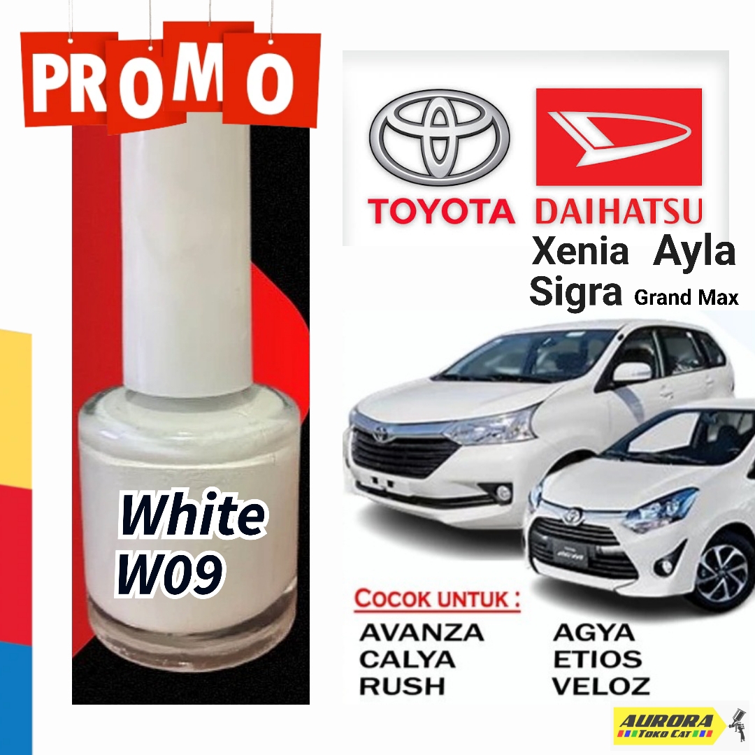 Cat Oles Penghilang Baret Mobil Putih White W09 Toyota Daihatsu Avansa Avanza Veloz Senia Xenia Calya Sigra Agya Ayla Grand Max Rush Terios Raize Rocky DLL. Harga 25,000 rupiah*Gratis Ongkir