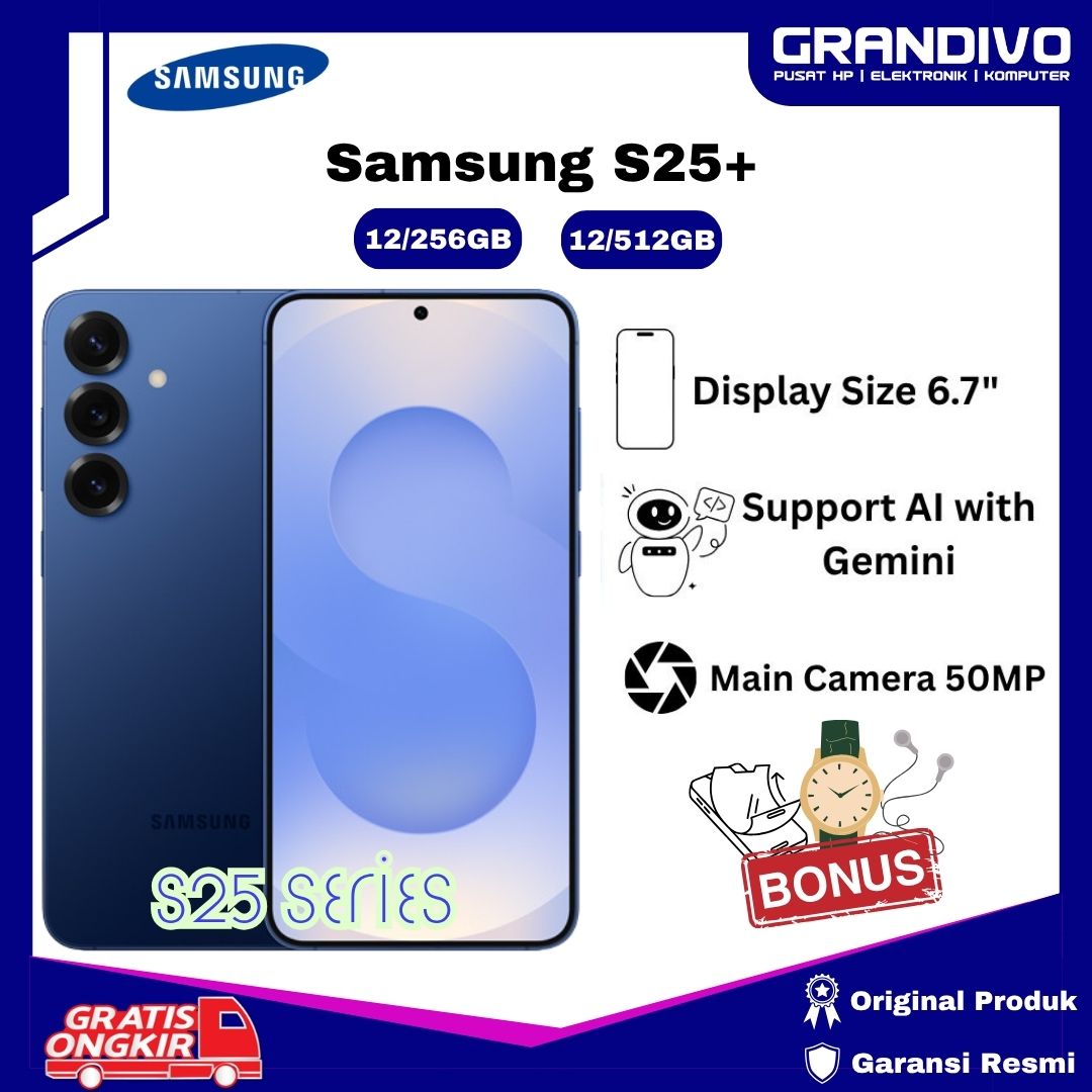 [Series S25] HP Samsung S25 + RAM 12/512GB NFC triple camera 50MP + 10MP + 12MP official warranty-granvo Harga  17,280,000 Ringgit*Penghantaran Percuma