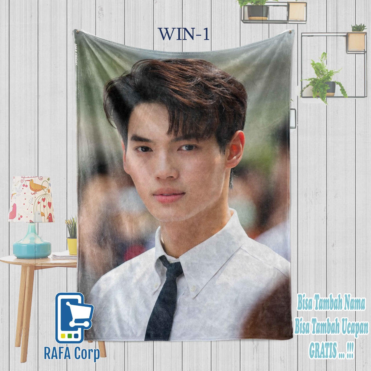 Selimut Artis Thailand Win Metawin / Selimut Karakter KPOP