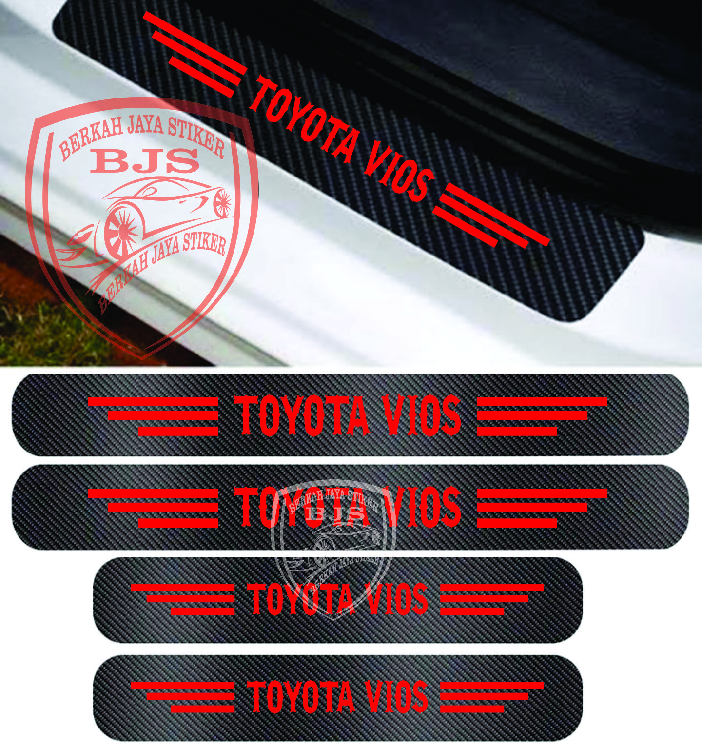 Stiker vios sticker sillplate mobil toyota vios 3d pelindung 4pcs Harga 50,000 rupiah*Gratis Ongkir