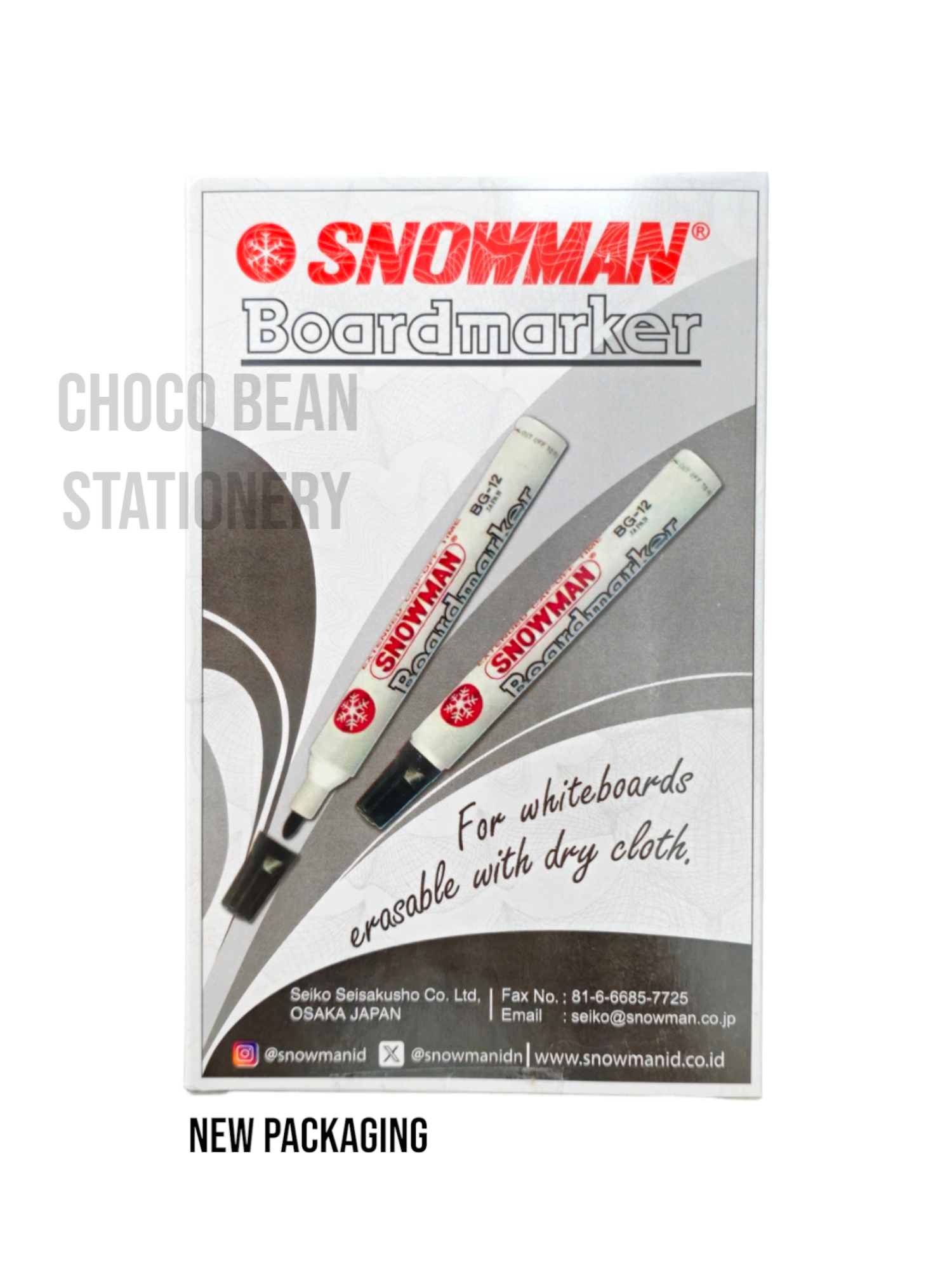 [ 12 Pcs ] Spidol Snowman Whiteboard / Whiteboard Marker Snowman BG-12 / BG12 Harga 63,999 rupiah*Gratis Ongkir