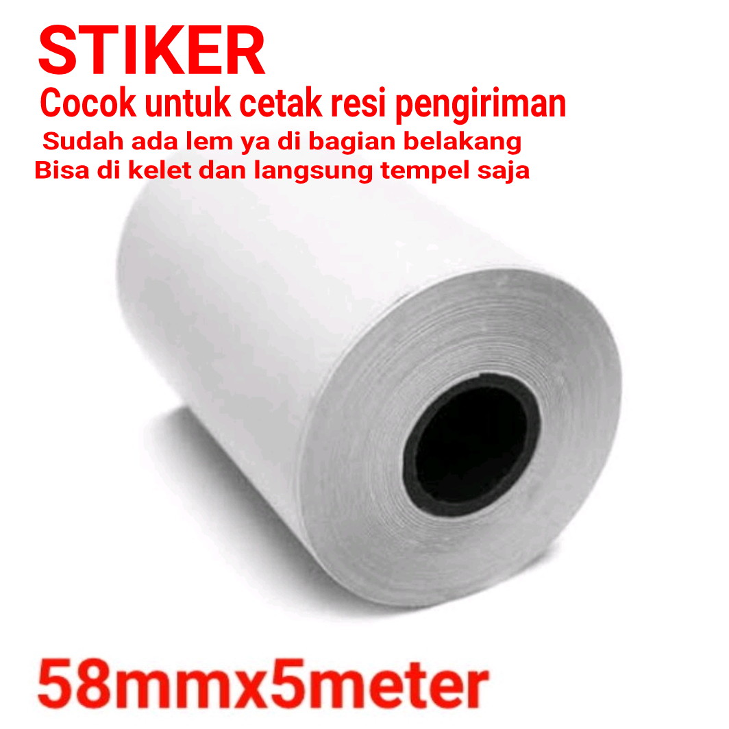 KERTAS PRINTER THERMAL STIKER DAN BIASA 58MM STRUK KASIR CETAK RESI DLL Harga 5,500 rupiah*Gratis Ongkir