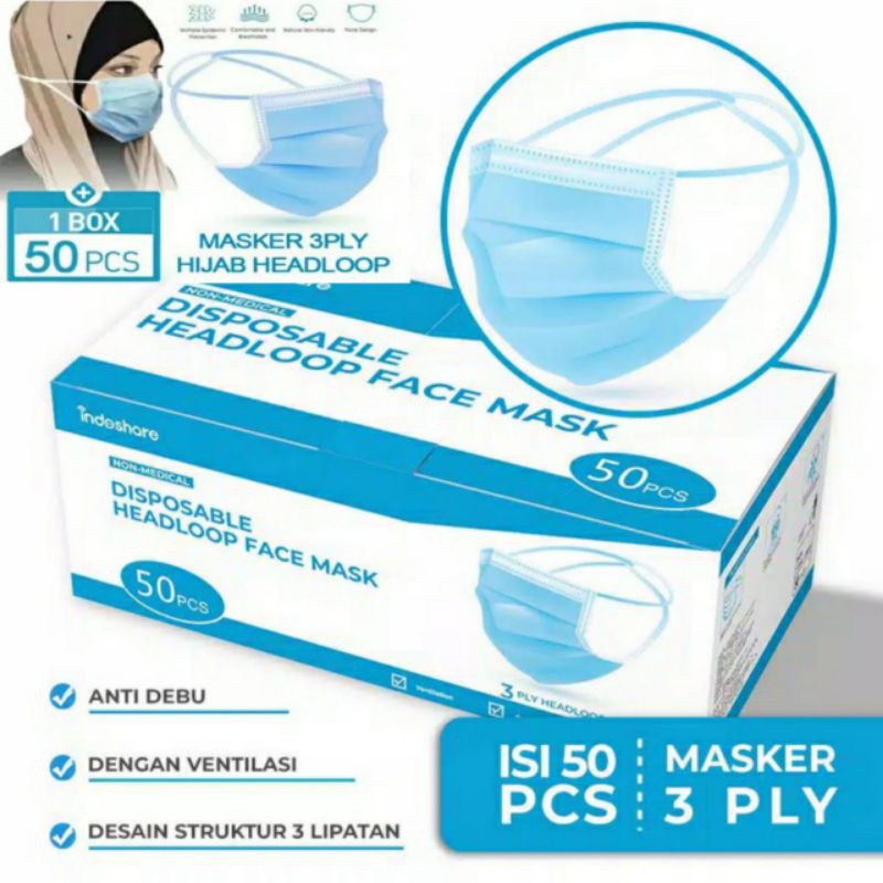 masker hijab 3 ply