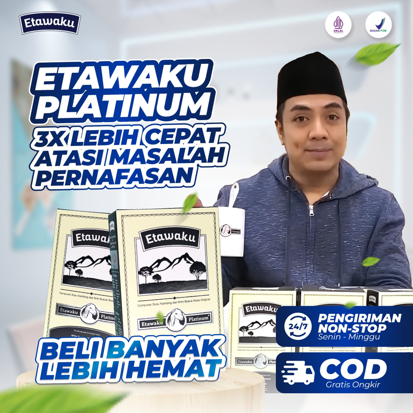 Etawanew milk platinum-goat's milk health joints bones and breathing-treat the nerve of the nerve kekekeengengkat kopong bone kesleso as well as respiratory problems are menahun original and best seller etawanew Harga 89,000 rupiah*Gratis Ongkir