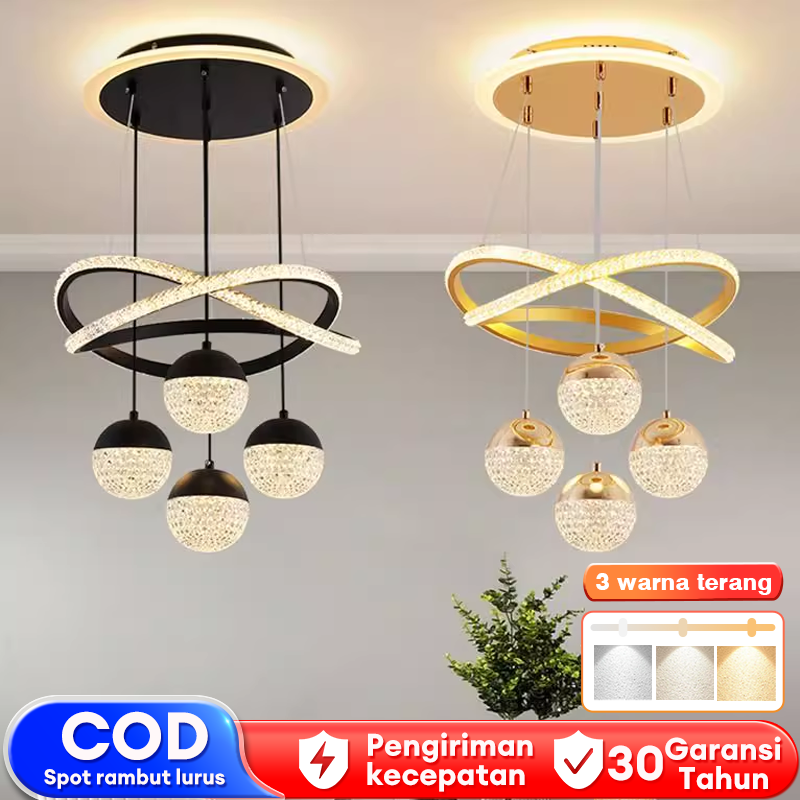 Chandelier living room bedroom light led Crystal decorative lighting living room modern minimalist ceiling lamp suitable for bedroom and living room Harga 263,415 rupiah*Gratis Ongkir