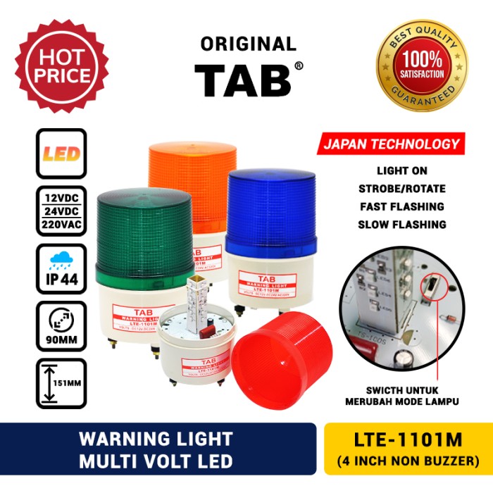 Lampu Darurat LED 4 " TAB Rotary Warning Light Multi Volt AC / DC ASLI Harga 85,050 rupiah*Gratis Ongkir