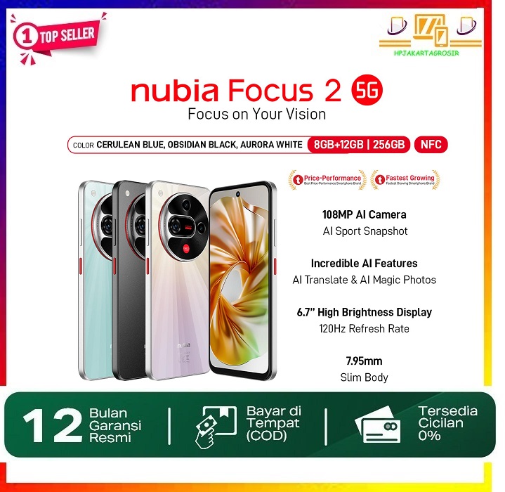 Nubia Focus 2 5g Rom 256Gb Ram 20 Gb (8+12 Gb) Smartphone 108 Mp Ai Camera 6.7\\\" 120Hz Screen, 5000 Mah Battery Harga 2,006,950 rupiah*Gratis Ongkir