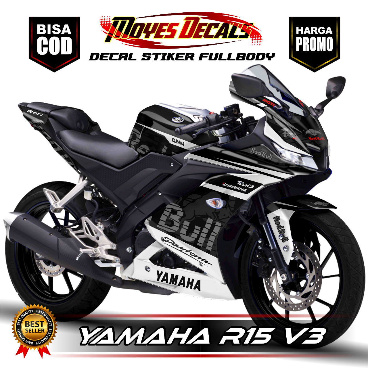 HOT R15 V3 Black Decals Yamaha R15 Stickering Deals