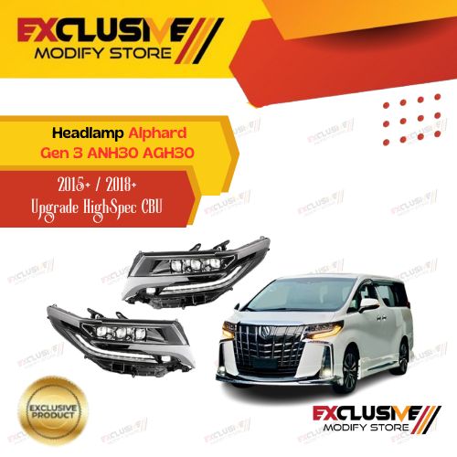 Toyota Alphard Gen 3 anh30 agh30 (2015 +/2018 +) headlamp upgrade CBU 3 projector full led highspec with module Harga 19,750,000 rupiah*Gratis Ongkir