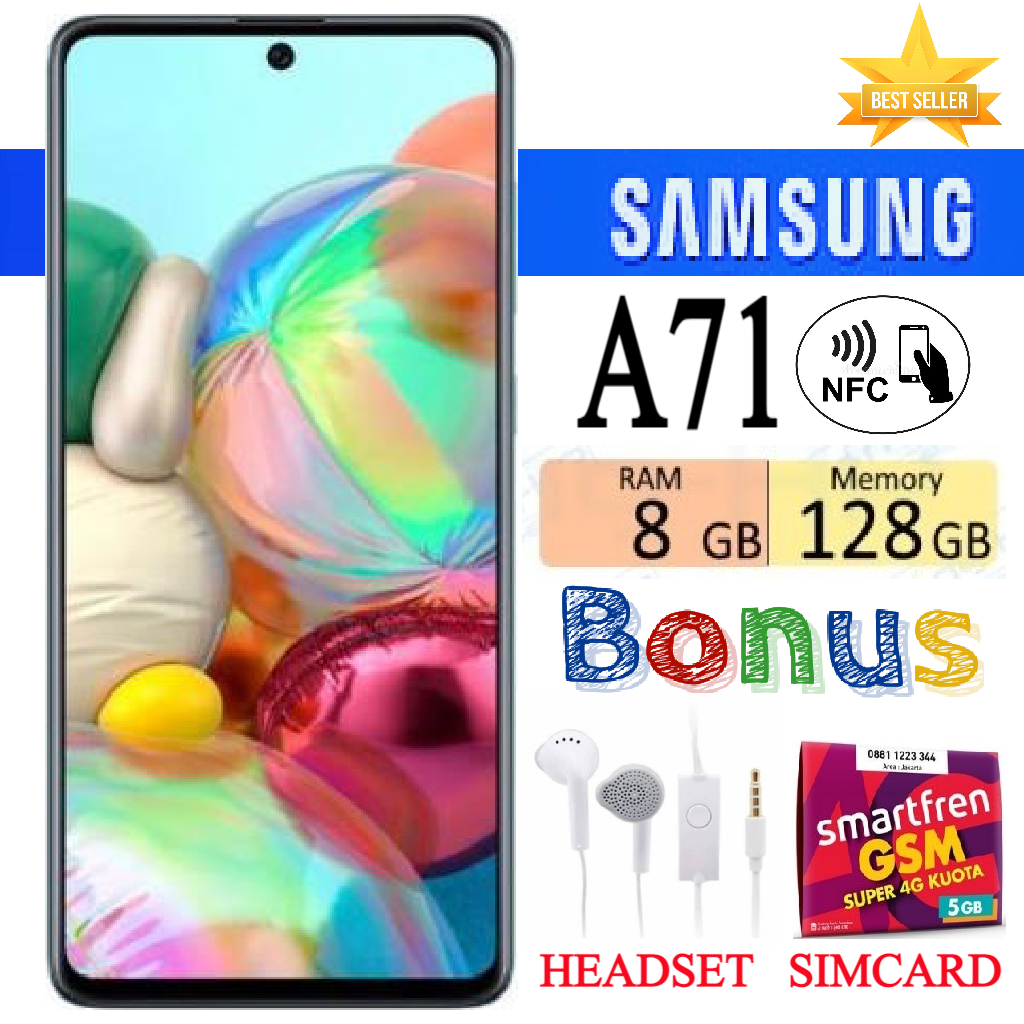 Samsung Galaxy A71 / a71 NFC RAM 8 GB ROM 128 GB FULLSET BerGaransi - FREE SIMCARD Harga  2,220,000 Ringgit*Penghantaran Percuma