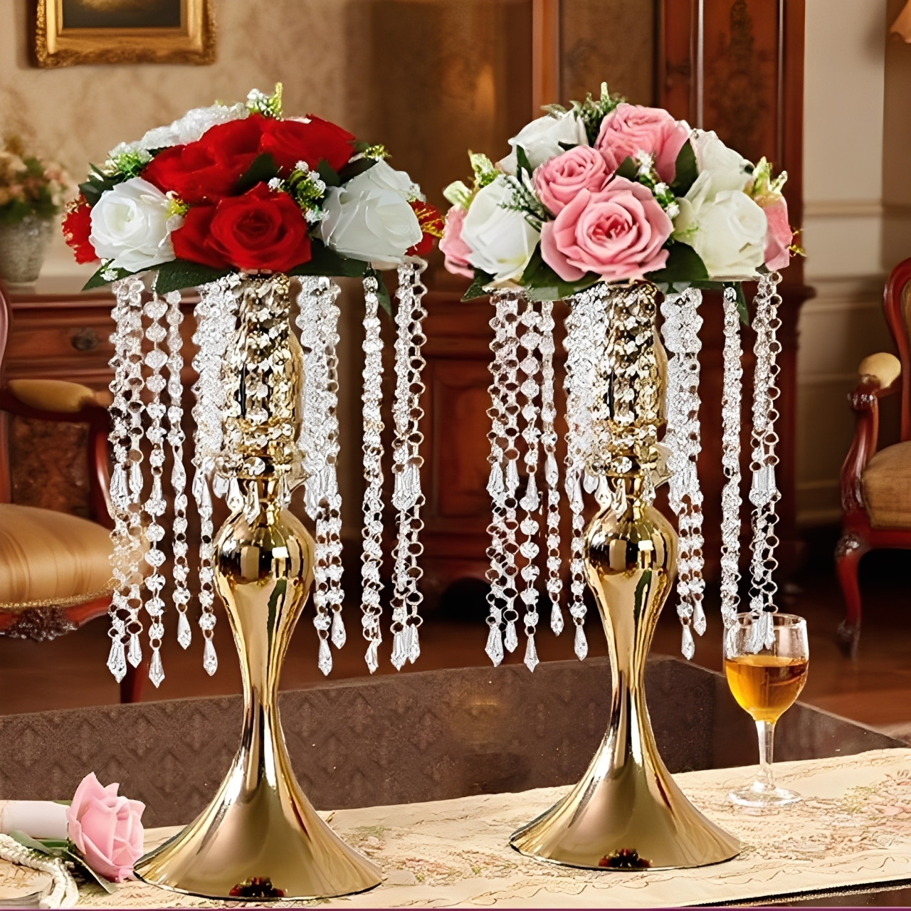 New pernikahan Vase Props Walkway Lead Iron Mermaid Gold Candlestick Main Table Vase Set Table Decorat…