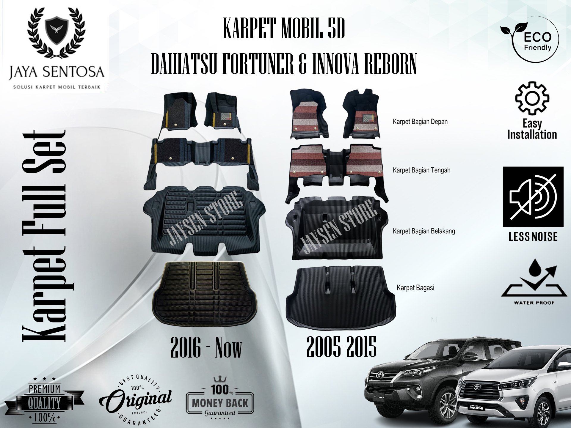 Karpet Mobil Kijang Innova Reborn Dan Toyota Fortuner 2005-2023 + Alas Kaki Karpet 5D New Model Harga 380,000 rupiah*Gratis Ongkir