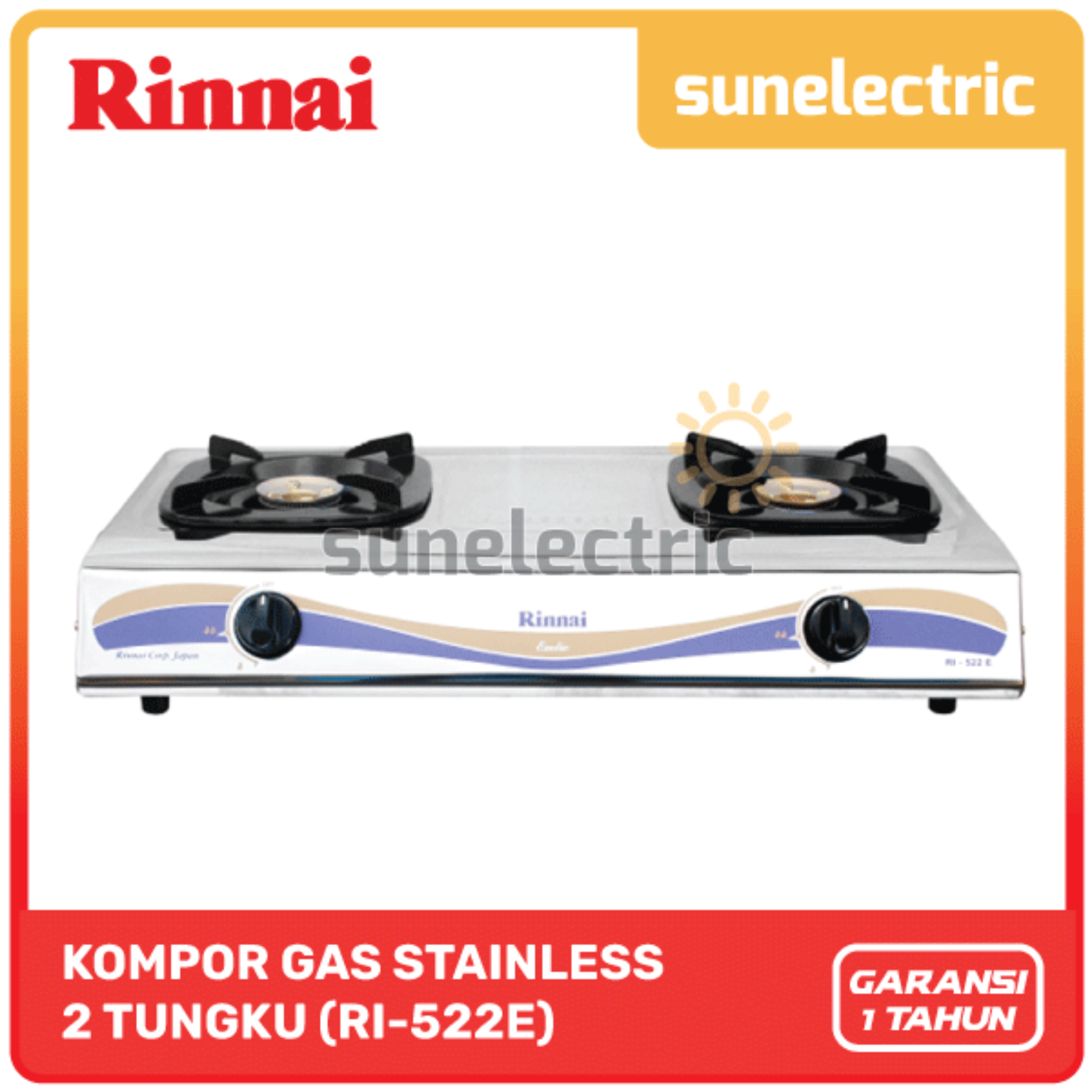 Rinnai RI-522 A Kompor Gas Stainless 2 Tungku RI-522A / RI 522A / RI 522 A  / RI522A / RI522 A | Lazada Indonesia