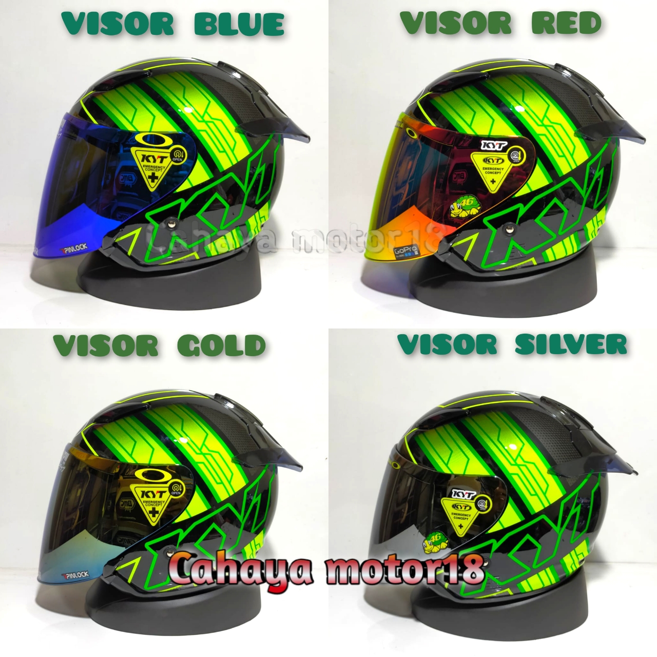 PAKET GANTENG HELM KYT DJ MARU #14 BLACK YELLOW GREEN Harga 390,000 rupiah*Gratis Ongkir