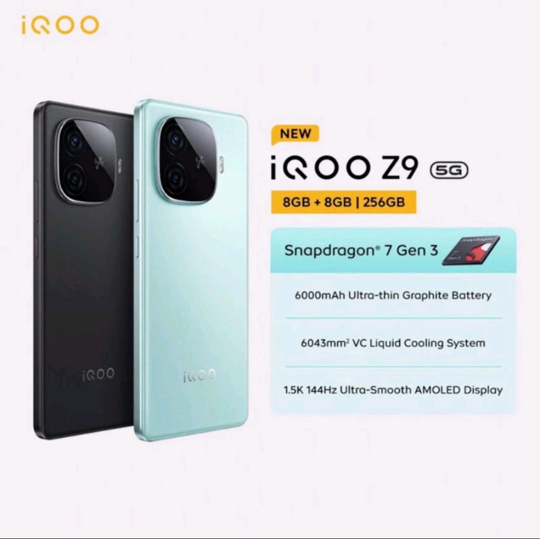 Iqoo Z9 5g (8GB/128GB - 8GB/256GB) official warranty 1 year Giá 3,473,000 Đồng*Miễn phí vận chuyển