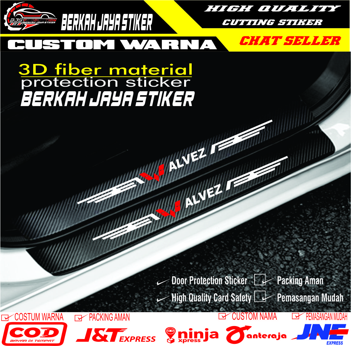 Cutting Lower Footrest Stickers for Wuling Alvez Car Sill Plate Guard Car Door Protector Stickers Harga 20,000 rupiah*Gratis Ongkir