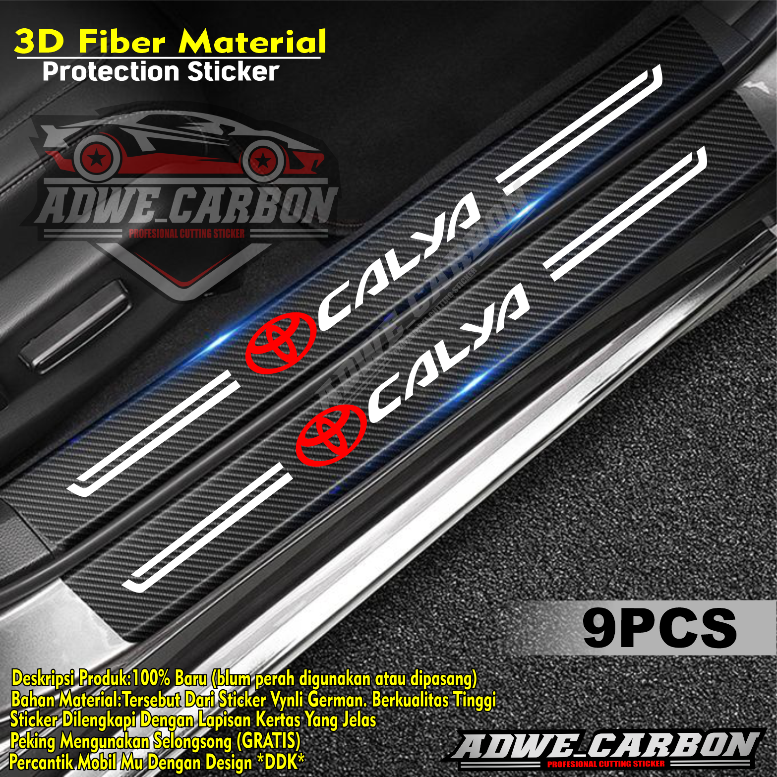 Stiker Toyota Calya Carbon Fiber Pelindung Sticker Anti Gores SILLPLATE Calya 8pcs Harga  30,000 Ringgit*Penghantaran Percuma