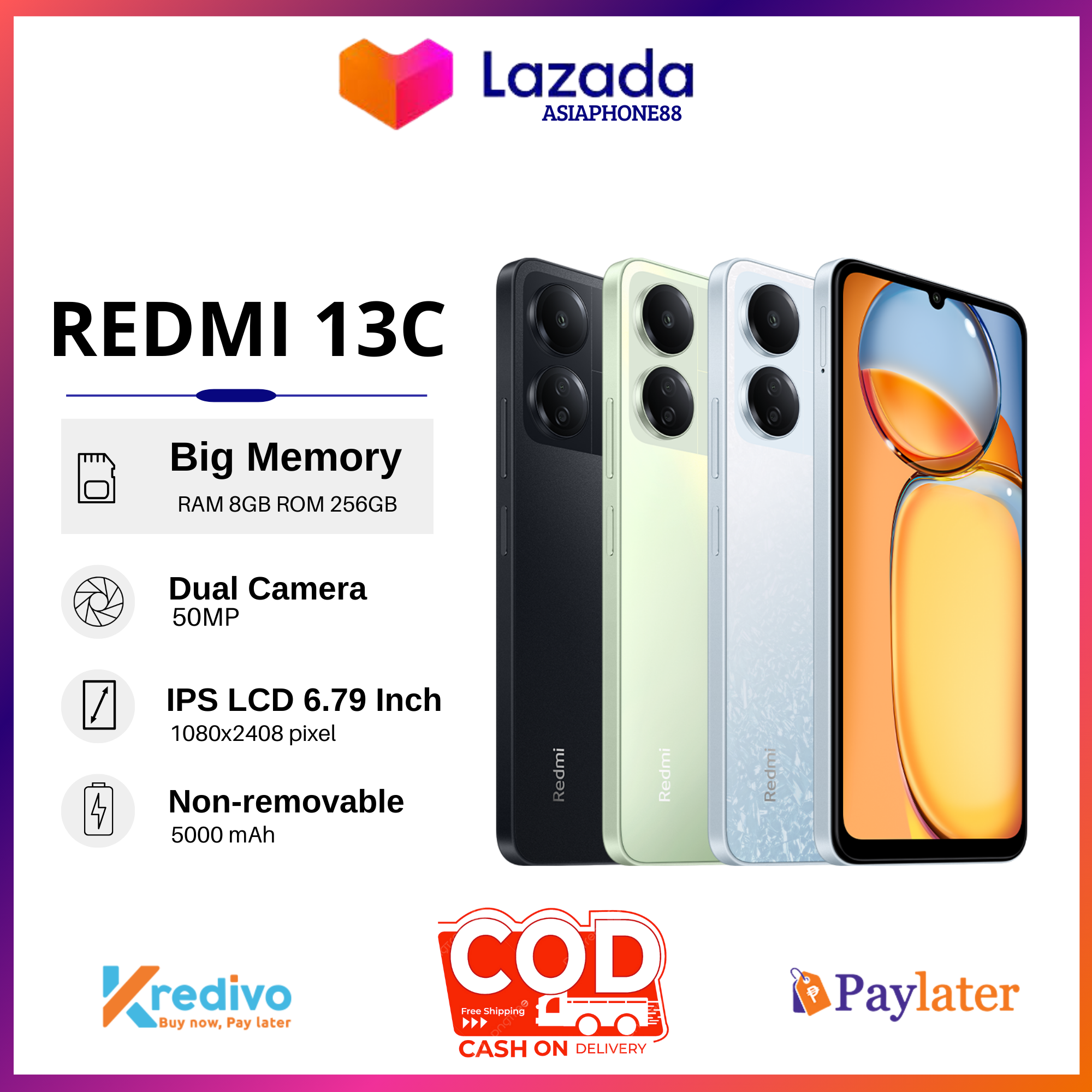 REDMI 13C RAM 8+8/256GB GARANSI FULLSET Harga 988,000 rupiah*Gratis Ongkir