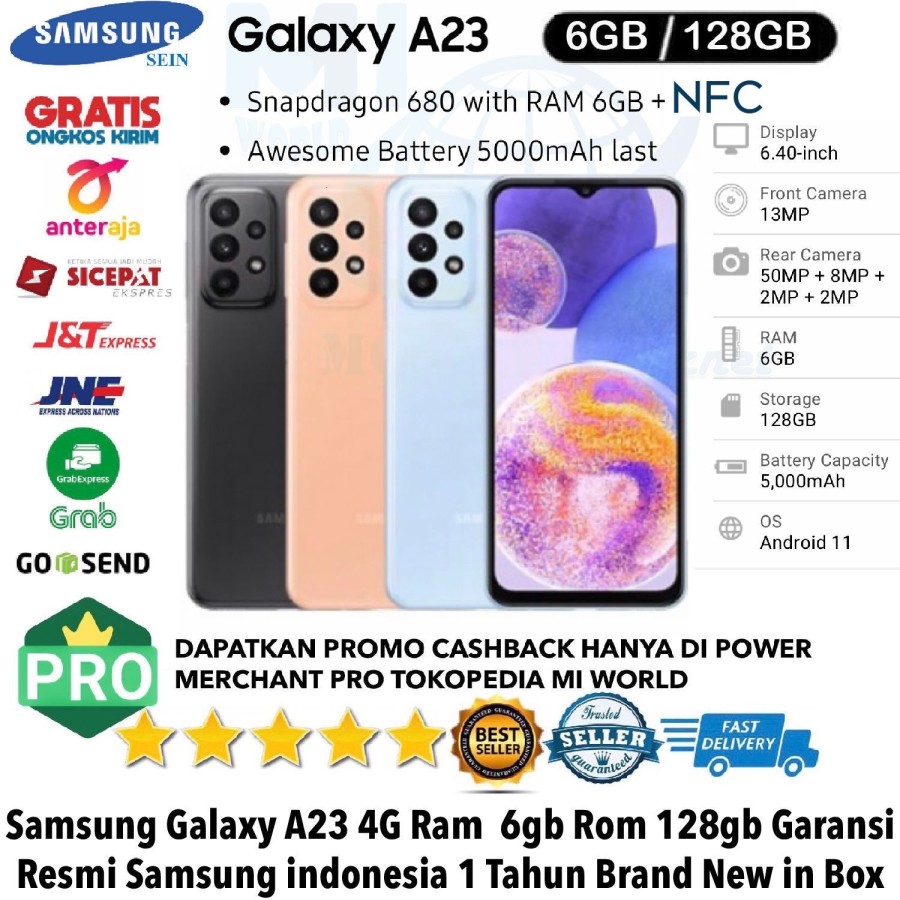 HP Samsung Galaxy A23 5G 6/128 GB Fullset - Free Bonus Harga  2,849,000 rupiah*Gratis Ongkir