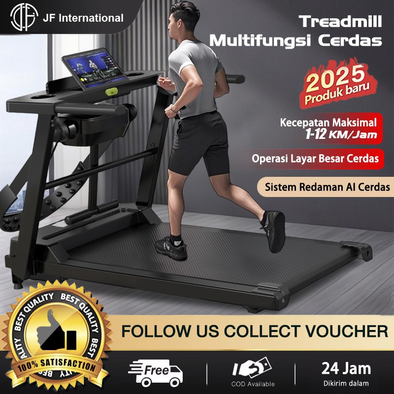 Treadmill with Monitor Screen/Smart Treadmill/Multifunctional Premium Treadmill/Sports Running Equipment Treadmill/Electric Treadmill Harga 2,090,000 rupiah*Gratis Ongkir
