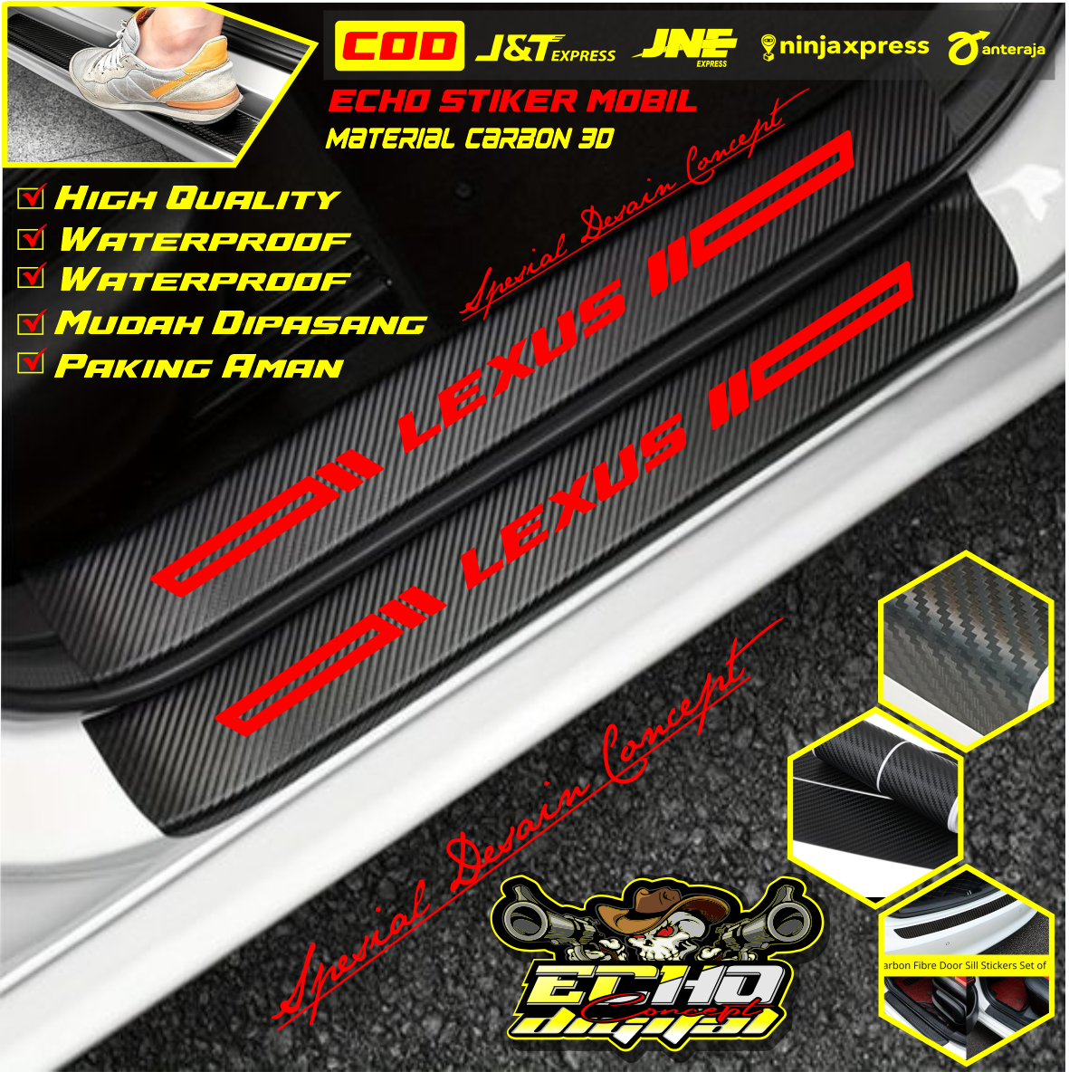 Sticker Pelindung Pinjakan kaki Pintu mobil Toyota Lexus Universal Harga 35,000 rupiah*Gratis Ongkir
