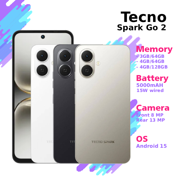 HP/smartphone Tecno spark go 2 3/64 GB | 4/64 GB | 4/128 GB Harga  1,088,910 Ringgit*Penghantaran Percuma