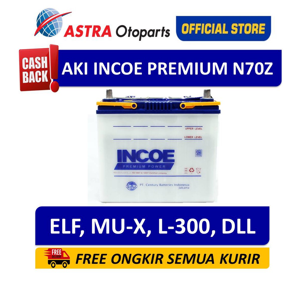 Aki Mobil Incoe Premium N70Z Elf, MU-X, L-300, dll INPR-N70Z Harga 1,240,000 rupiah*Gratis Ongkir