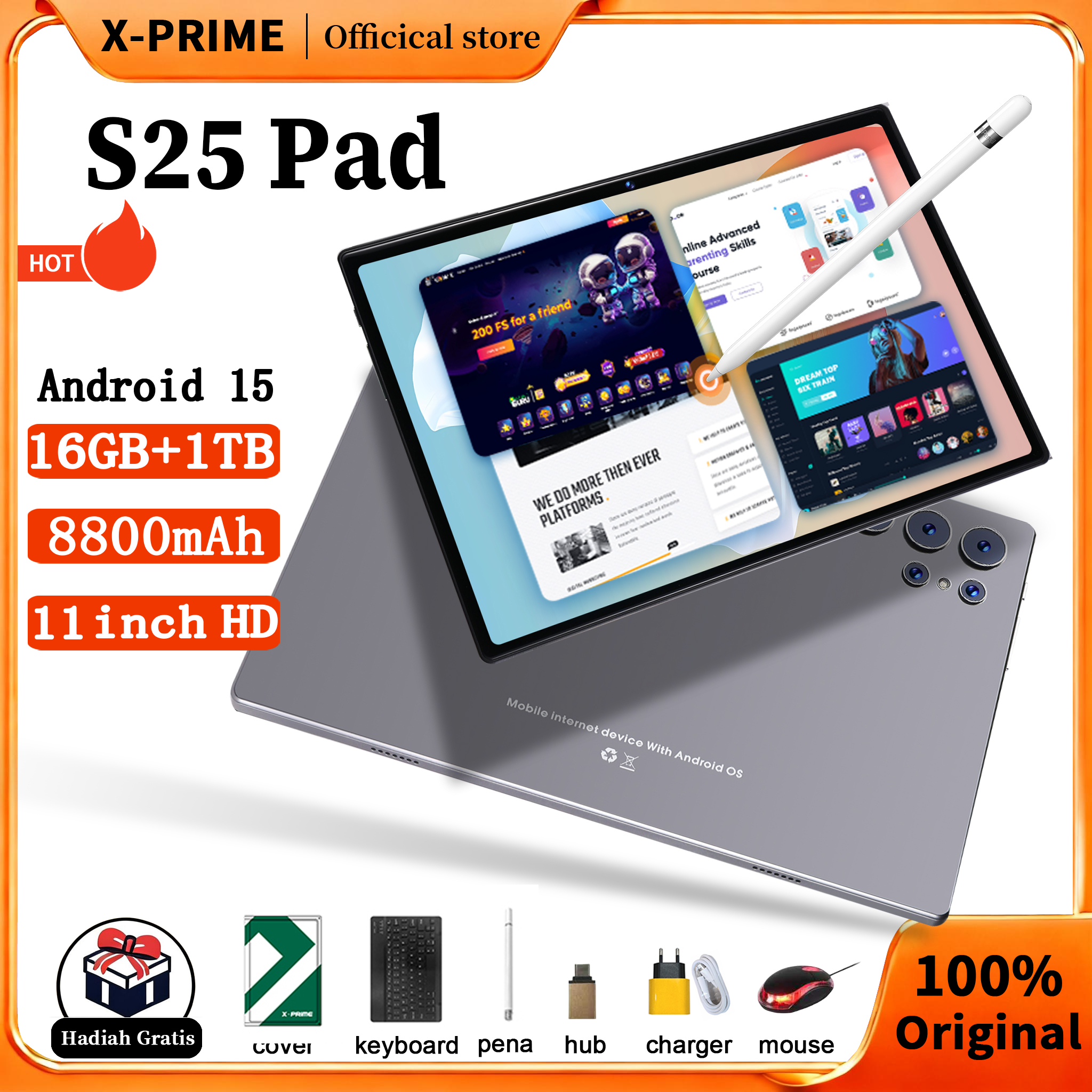 [Cod] X-Prime 2026 New Model 5g Android Tablet S25 I Pro Pad (16Gb+1024Gb)14 10.1 8 Inch''Hd Screen Android Tablet 15 8800 Mah Dual Sim Card Cheap Samsung Tablet 100Ri Buan, Office Gaming Cheap Android Tablet for Kids Harga 1,070,000 rupiah*Gratis Ongkir