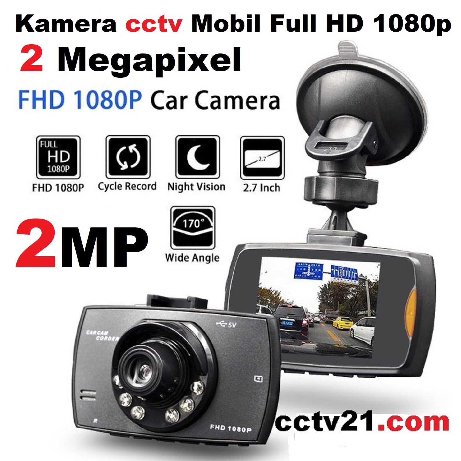 2.7inch car camera/dash camera dashboard/car camera/Full HD 2MP promo price Agen-cctv88 Harga 105,000 rupiah*Gratis Ongkir
